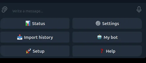The bot keyboard with Import history